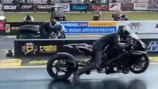 This is probably the best drag-bike take off you’ve ever seen!
